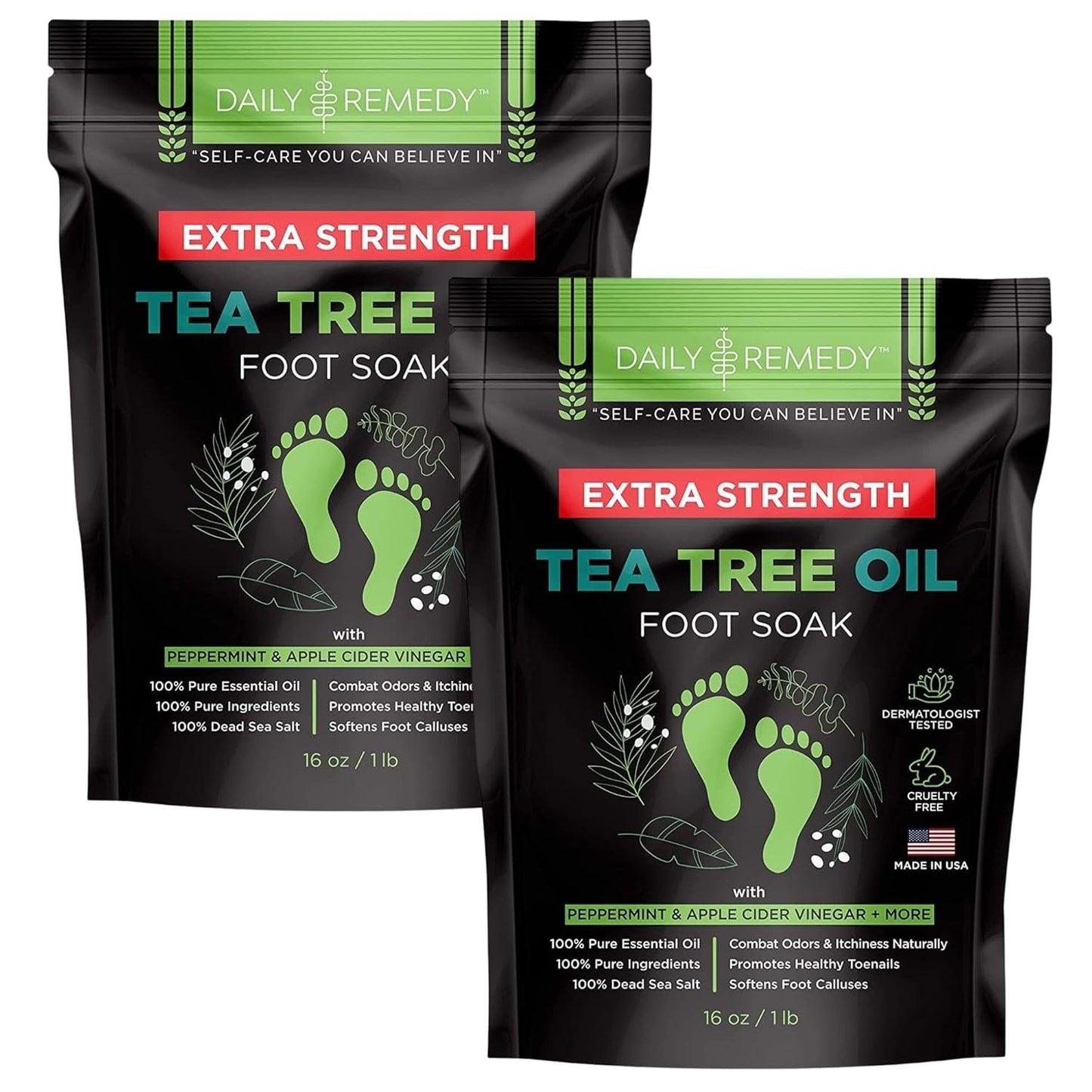 Tea Tree Oil Foot Soak | Epsom Salt Relief for Toenail Irritations, Athlete's Foot & Odor - 16 Ounce