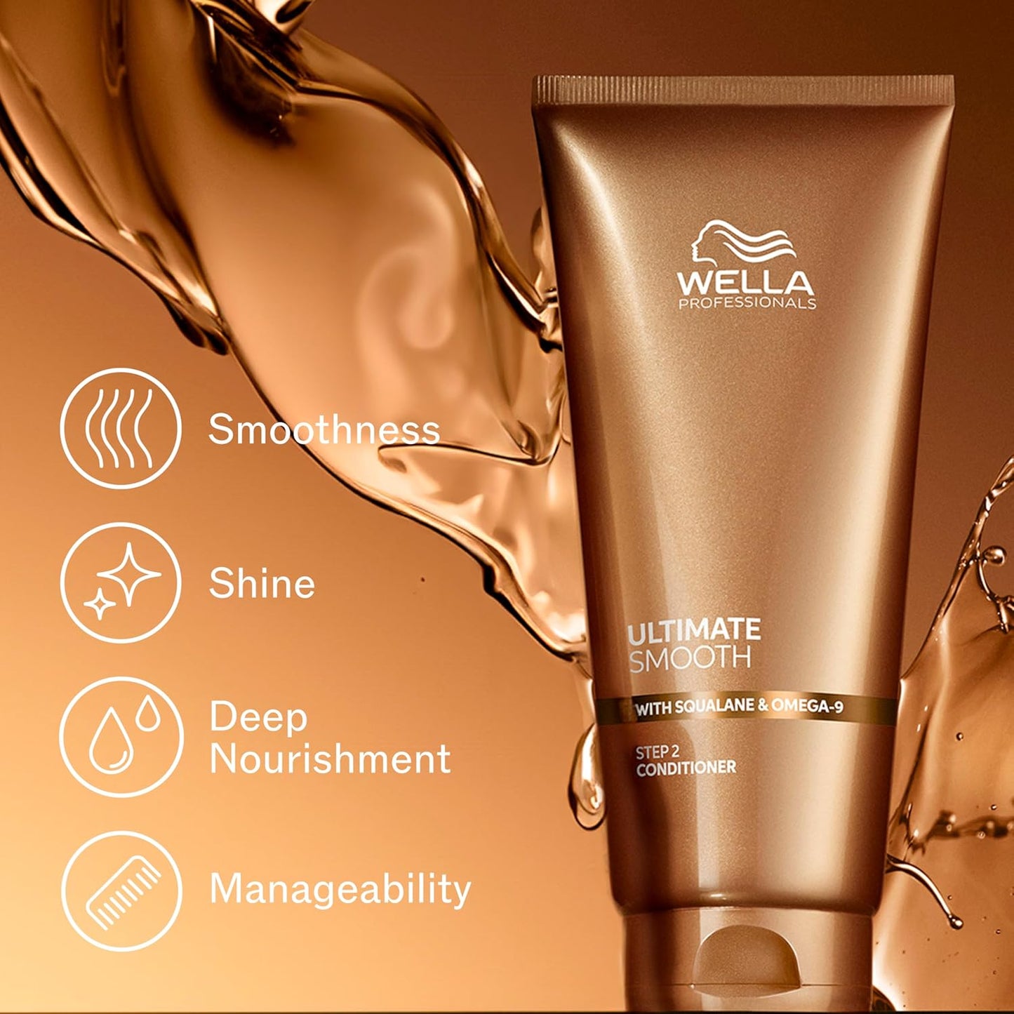 Wella Professionals Ultimate Smooth Conditioner - Nourishing Treatment for Dry, Frizzy Hair | Squalane & Omega 9 | Color Safe