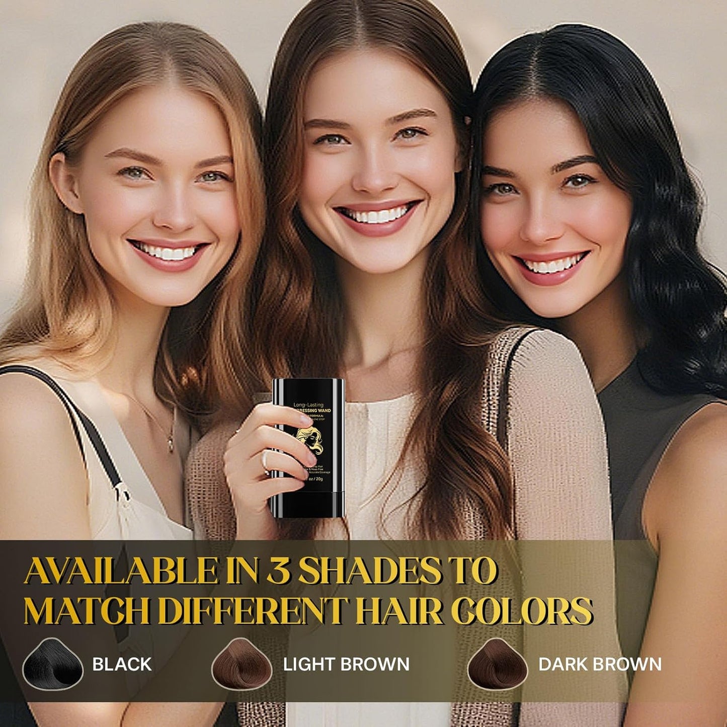 Hair Color Stick - 2-in-1 Instant Dye for Gray Hair Touch-Up | Waterproof & Sweat-Proof, 2-Pack (Black)
