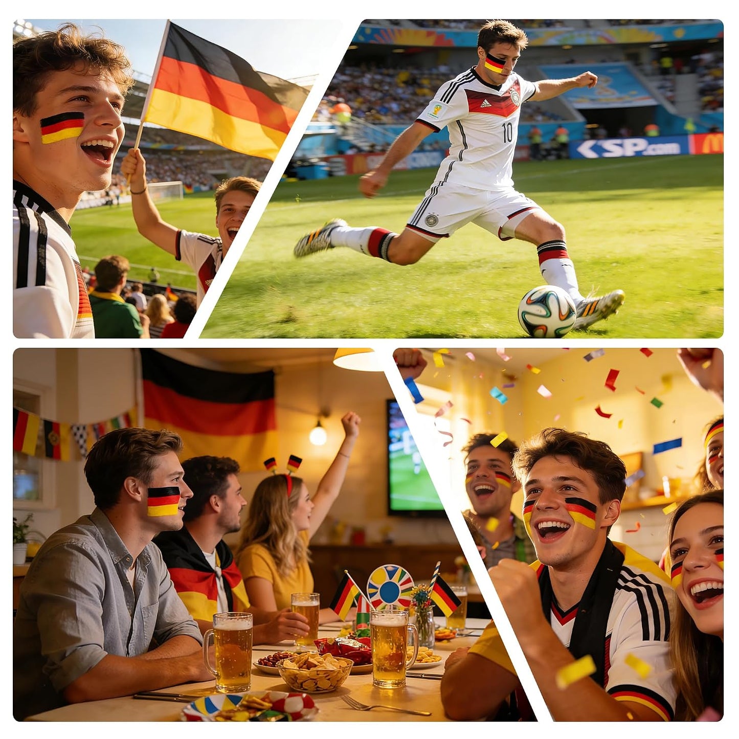 Germany Face Paint Stick Set - Hypoallergenic & Washable Body Paint for Soccer Fans | 3 Pack in Black, Red, Yellow