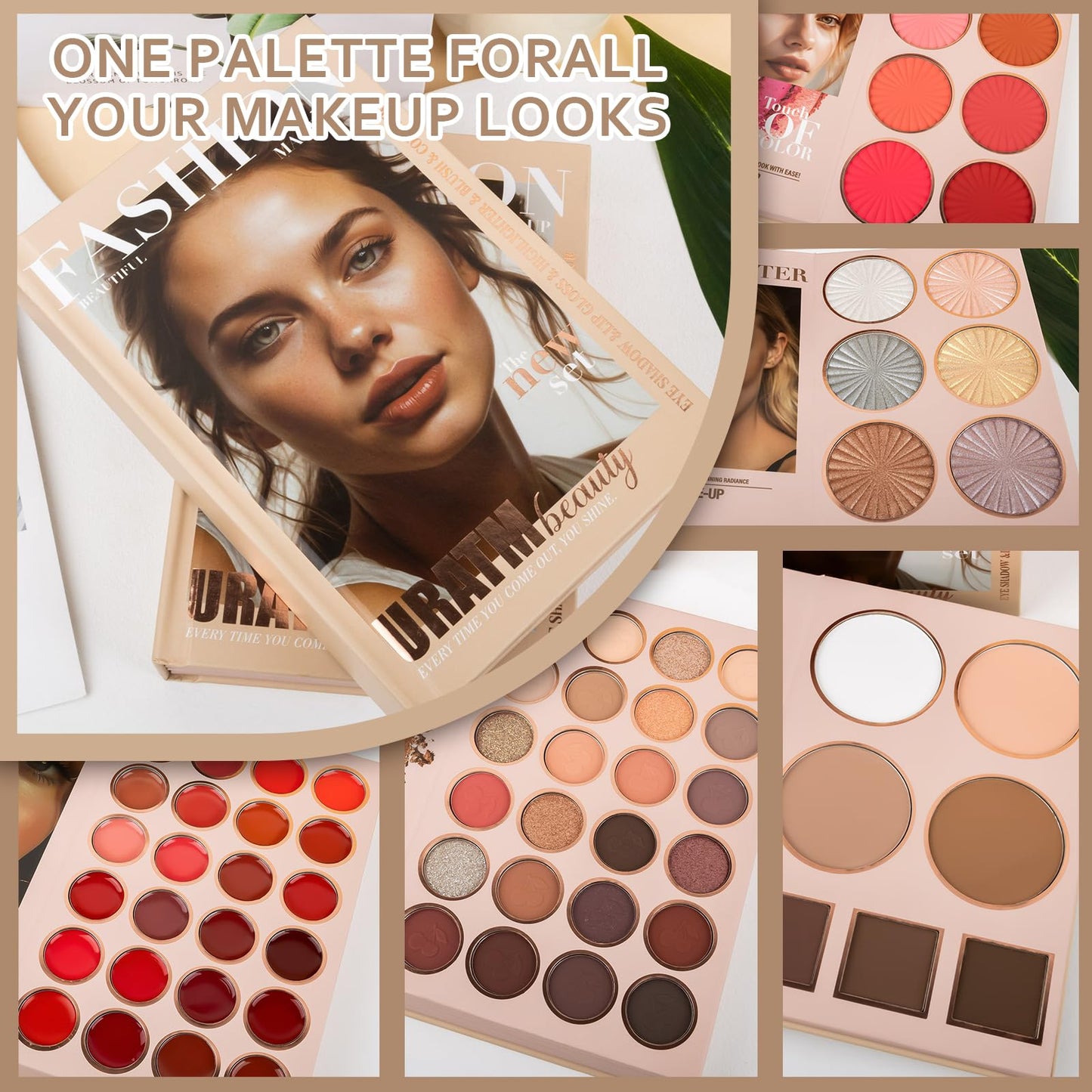 RoseFlower Make Up Set, Makeup Book Palette with 24 Colors Eyeshadow Palette Blush Highlighter Contour, Makeup Palettes Travel Makeup, Makeup Gift for Women/Girl/Teen