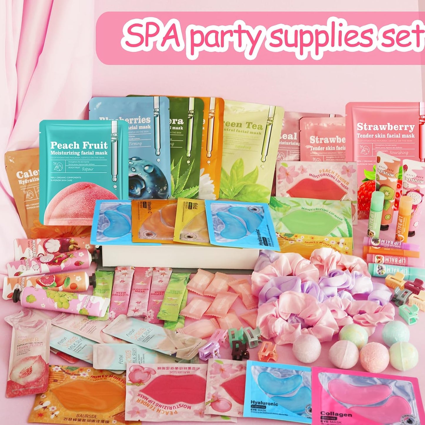 Spa Party Supplies - 156 PCS Spa Favors with Face Masks, Lip Balm & Under Eye Patches | Perfect for Bridal, Birthday & Sleepover Parties