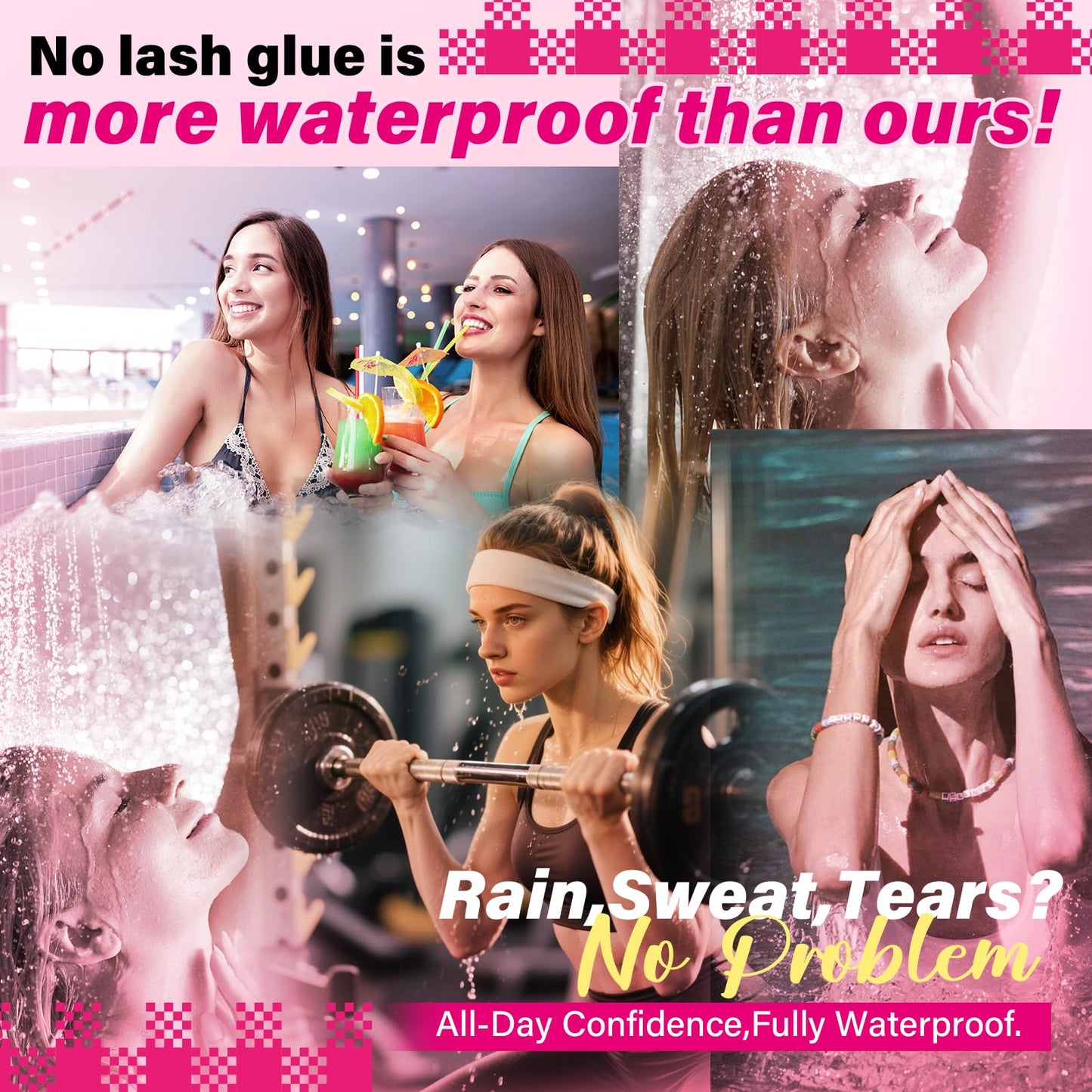 PROLASHBEAUTY Clear Lash Cluster Glue 7 Days Long Lasting Bond and Seal Lash Glue Waterproof Lash Bond & Seal for Clusters 1 Week Strong Hold 2-3S Fast Dry(10ml, Clear)