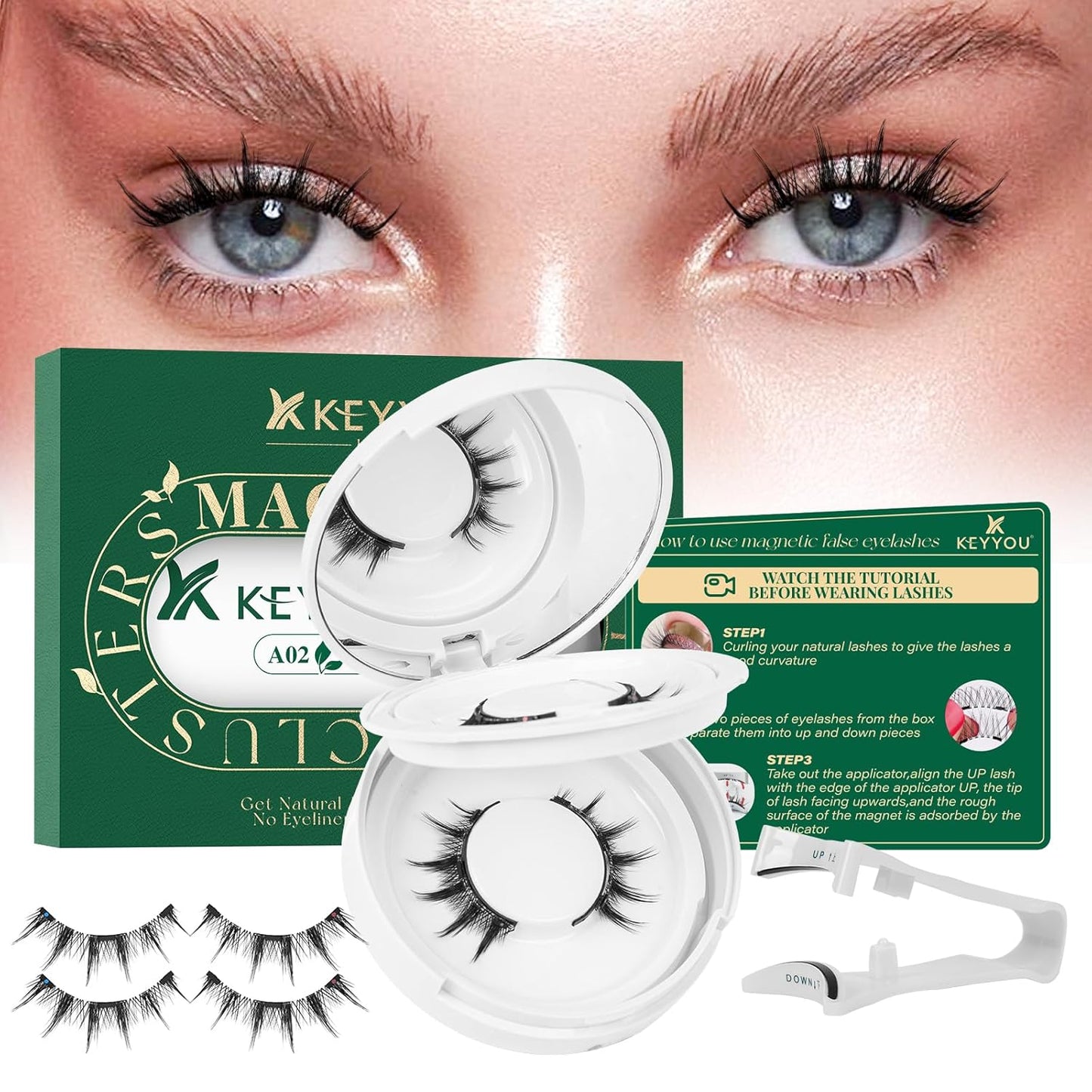 KEYYOU 3D Eyelash Clusters - 280pcs Wispy Volume Lashes | 80D D Curl, 9-18mm Mix