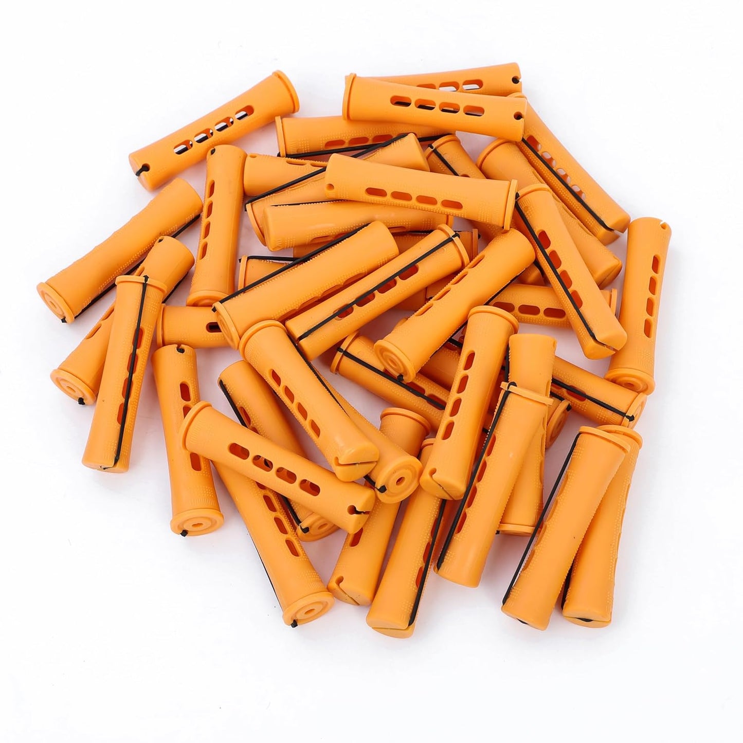 Perm Rods Set - Plastic Cold Wave Rods for Natural Hair Curling | 20pcs Orange for Long & Short Hair