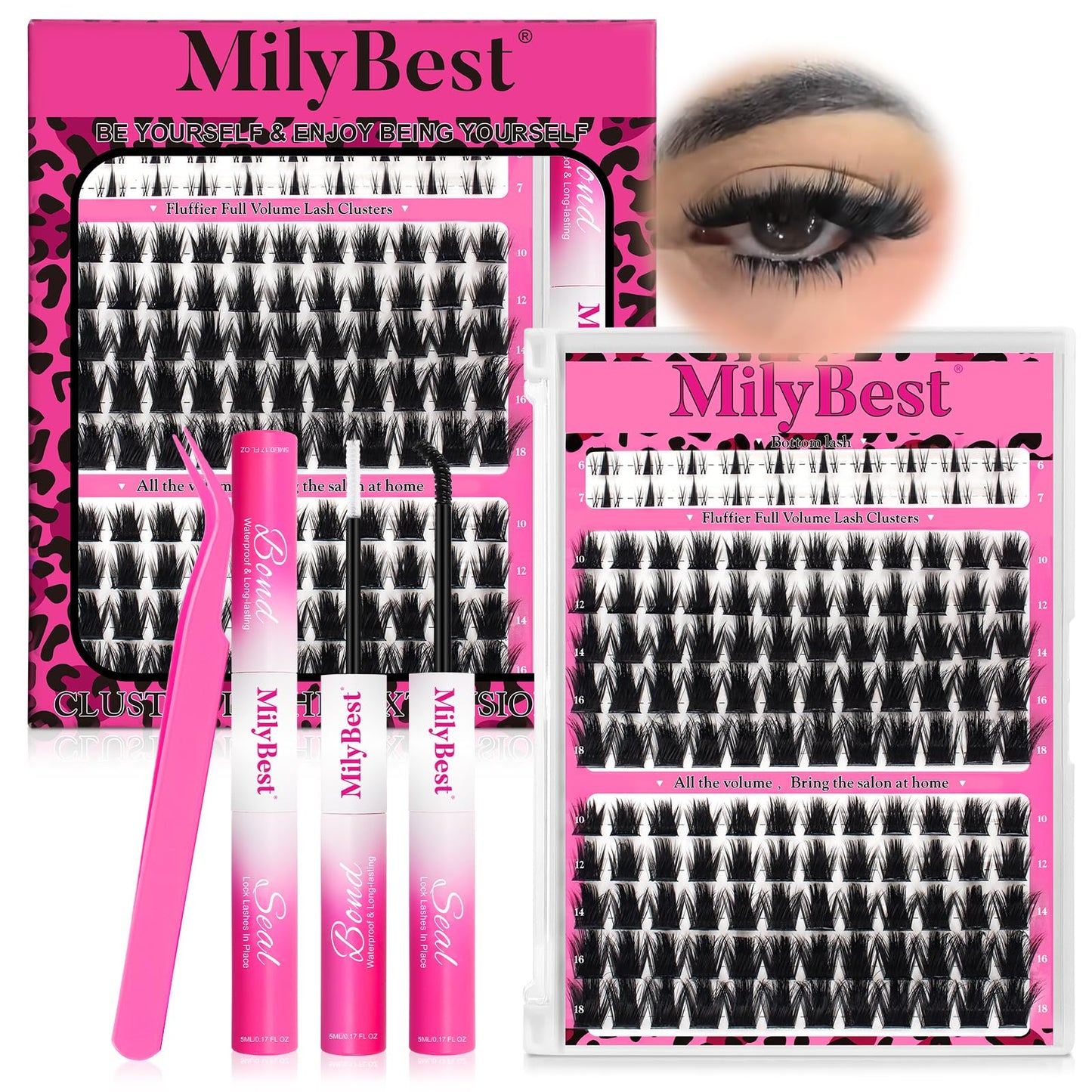 Rozen Lash Clusters Kit with Spikes Manga Wispy Eyelash Clusters Bottom Lashes 10-18mm Fairy Anime Individual Lashes Fluffy Lash Extension Kit Waterproof Bond and Seal Volume Eyelashes by MilyBest
