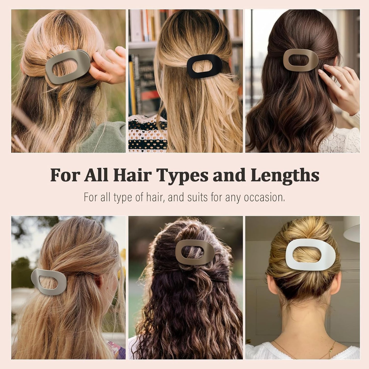 Flat Hair Clips for Women - 4 Pack Matte Oval French Claw Clips, 3.8 Inch Non-Slip Strong Hold for Thick & Thin Hair | Ideal for Daily Styling
