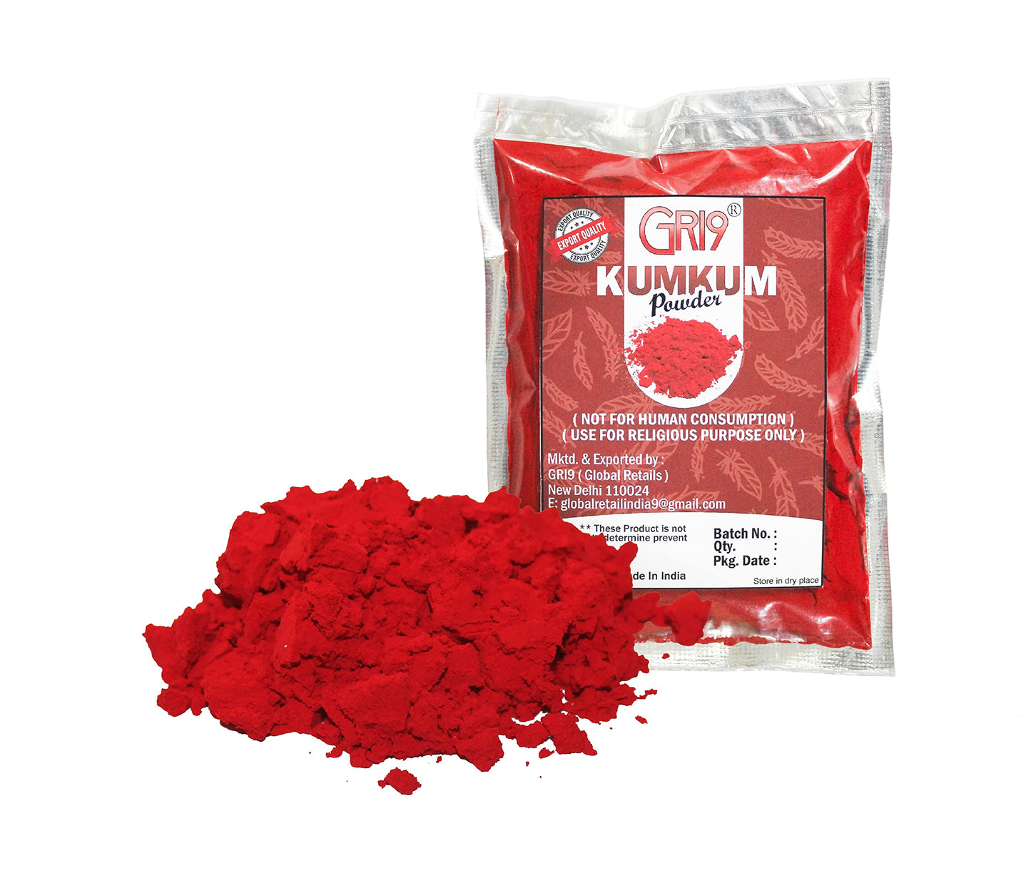 Indian Dark Red Pure Kumkum Powder (Sindoor, Kumkuma, Kum Kum) For Makeup, Pooja And Other Hindu Rituals (Dark Red, 2.12 Ounces)