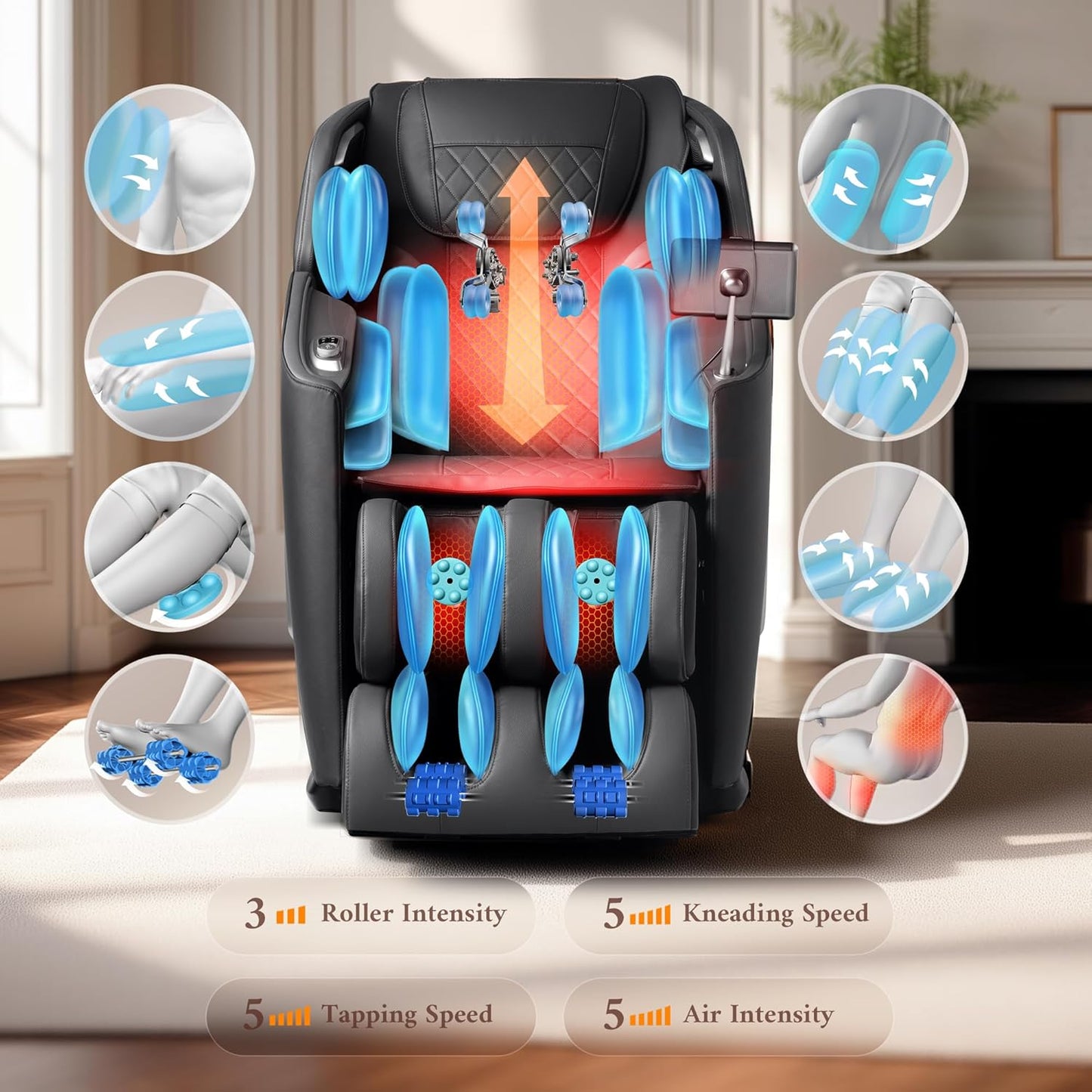 4D Massage Chair - Full Body Zero Gravity Recliner with Voice Control | 53.14" SL Track, 12 Auto Modes, Bluetooth Speaker
