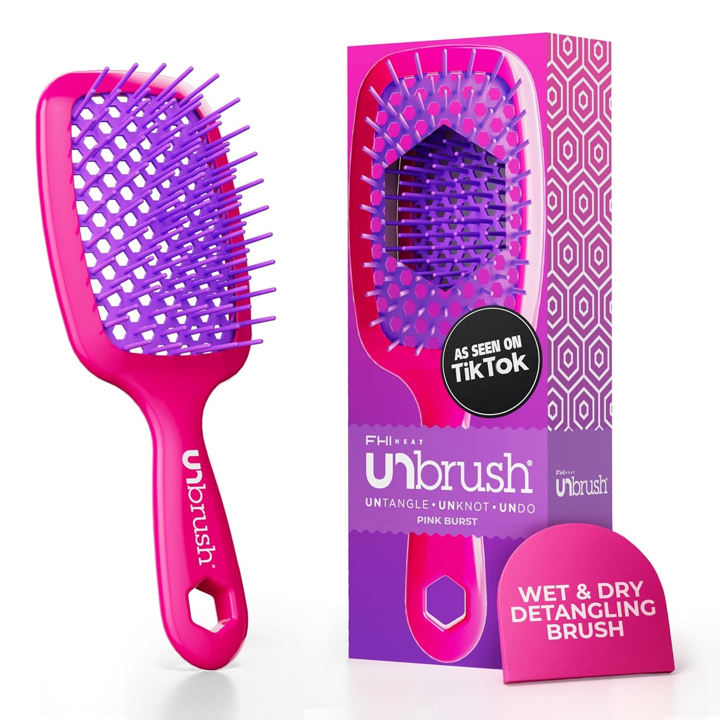 FHI Heat Detangling Brush - Pain-Free Brushing for All Hair Types | Lightweight, Anti-Static DuoFlex Bristles