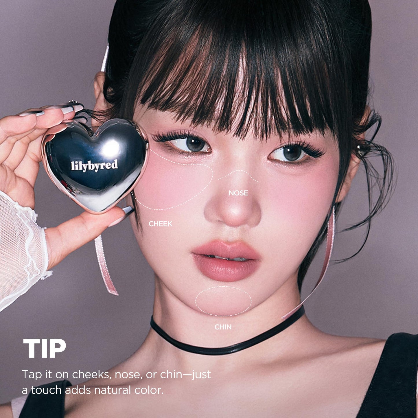 lilybyred Luv Beam Cheek Mousse | Heart-Shaped Korean Cream Blush, Airy Soft-Matte Texture, Soft-Focus & Pore-Blurring Finish, Seamless Buildable, Natural Flush, 0.13 oz. (05 Fig Mousse)