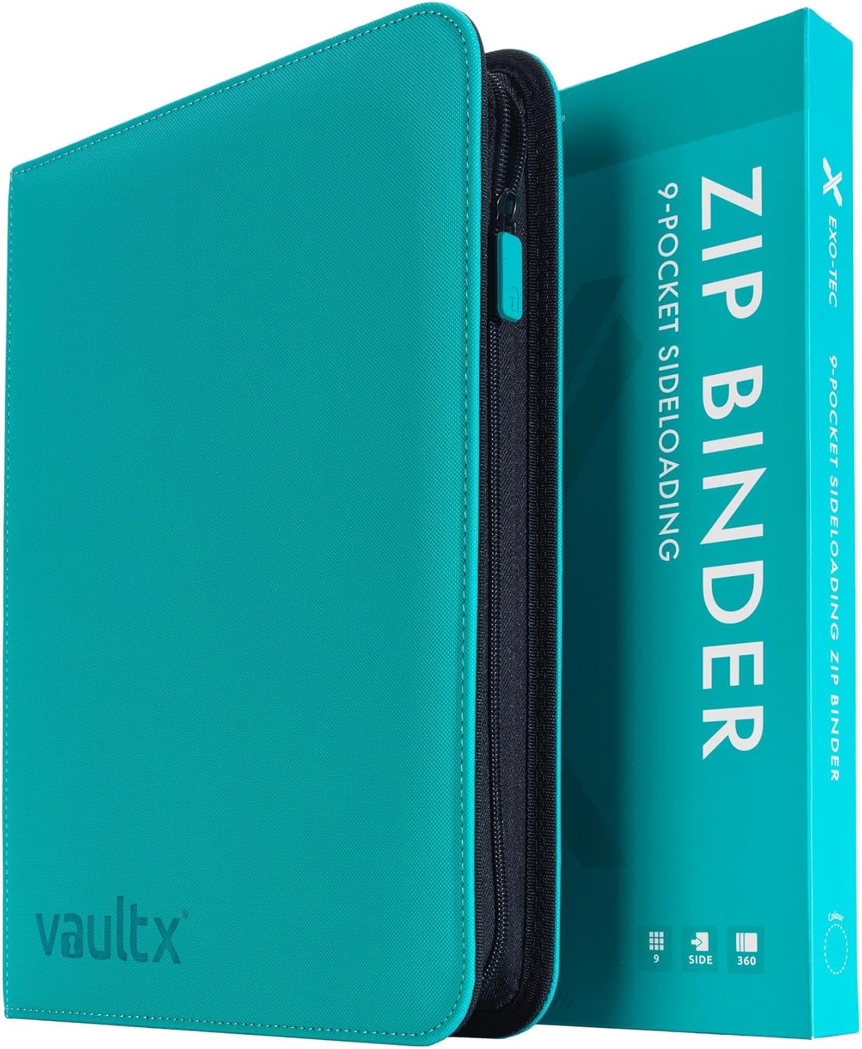 Vault X 9 Pocket Zip Binder - Durable Exo-Tec Material, Holds 360 Cards | Black, 20 Side-Loading Pages