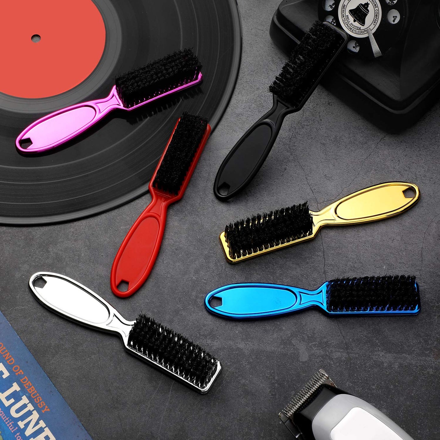 Patelai 6 Pcs Barber Clipper Cleaning Brush Set, Clipper Cleaning Brushes, Barber Accessory Nylon Trimmer Cleaner, Hair Fade Styling Tool, Duster, Manicure, Mini Lightweight(Vibrant Color Set)
