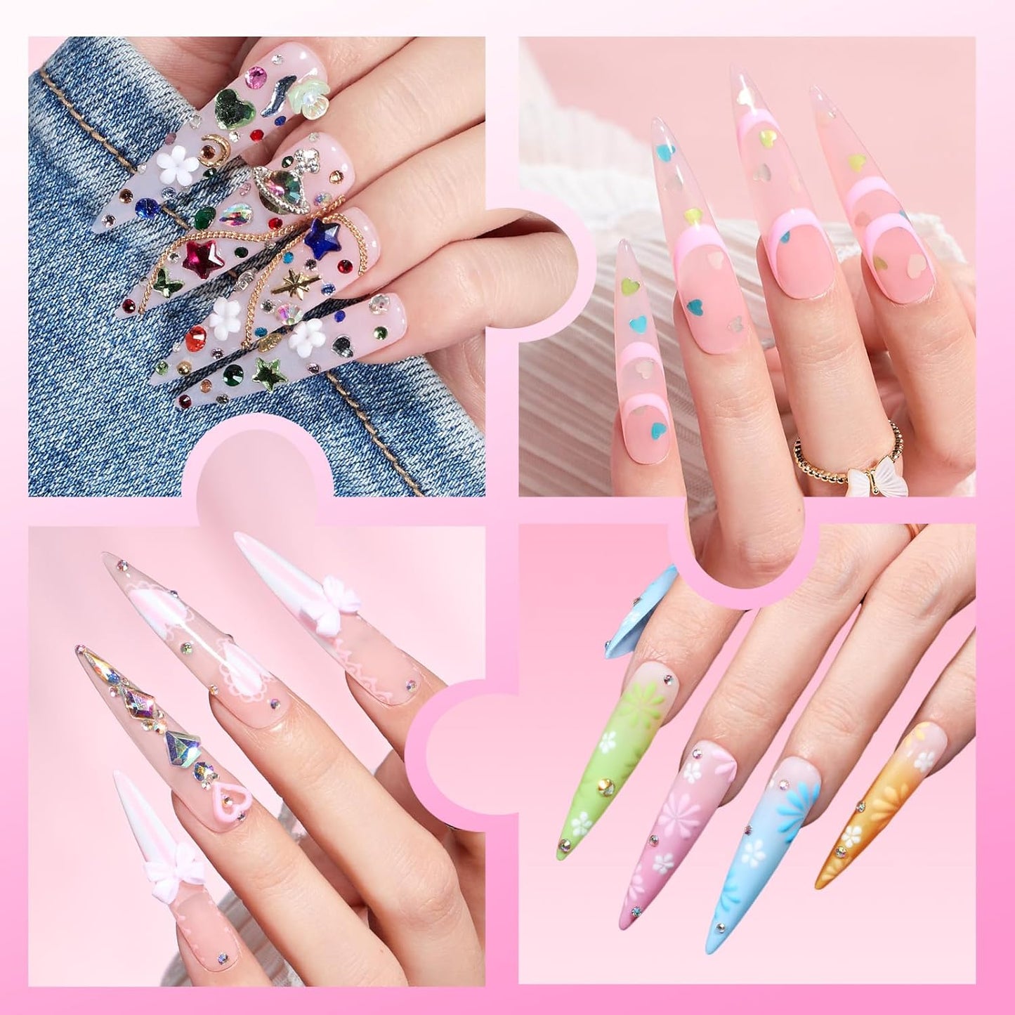 Beetles Nail Tips - XXL Stiletto Instant Apex for DIY Salon Extensions | 160pcs in 16 Sizes (00-14)