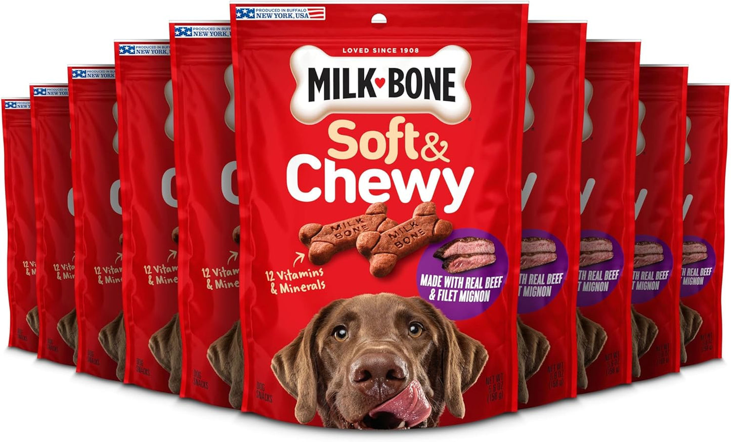 Milk-Bone Soft & Chewy Dog Treats - Real Beef & Filet Mignon Flavor | 25 Ounce Canister