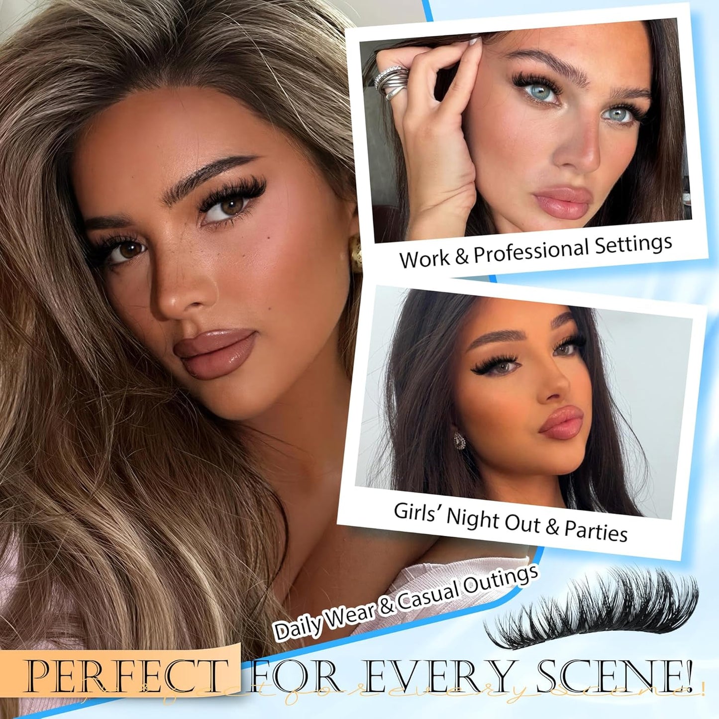 Fluffy Lash Clusters - Wispy Eyelash Extensions with Soft Thin Band | 10-16mm Mixed DIY Individual Lashes, 108 Pcs