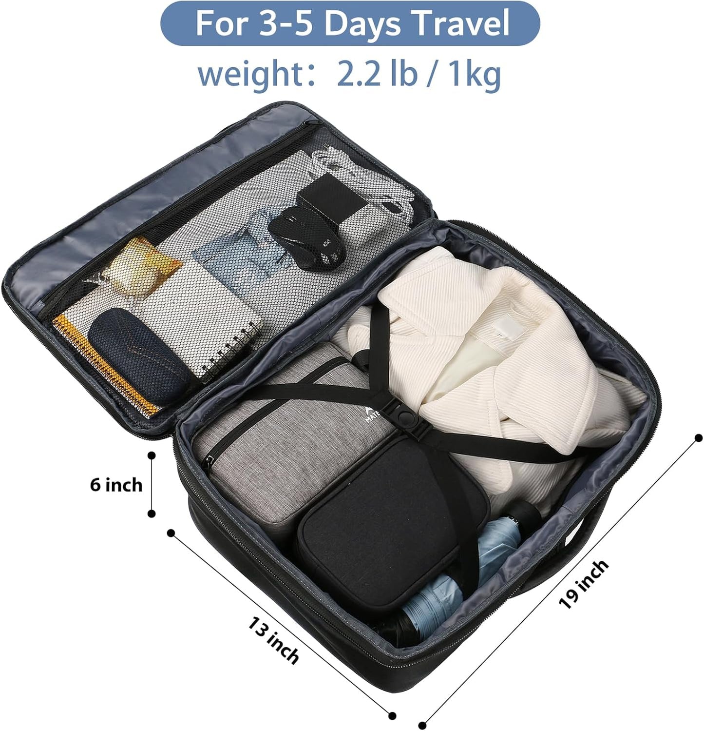 MATEIN Extra Large Carry-On Backpack - Expandable Airplane Approved Travel Bag for Men & Women | Water-Resistant 40L, Black