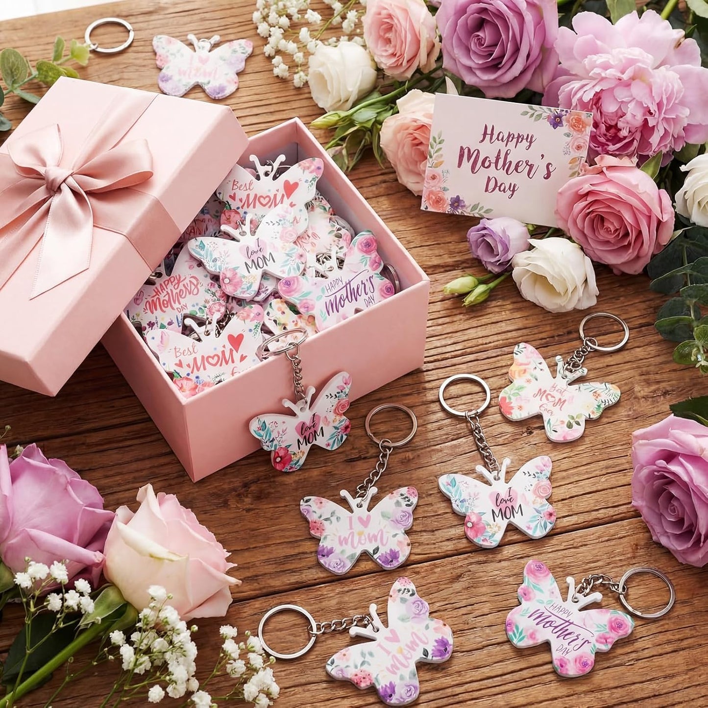 Mom Appreciation Gifts - Best Mom Ever Keychain | Floral Design for Birthday & Christmas