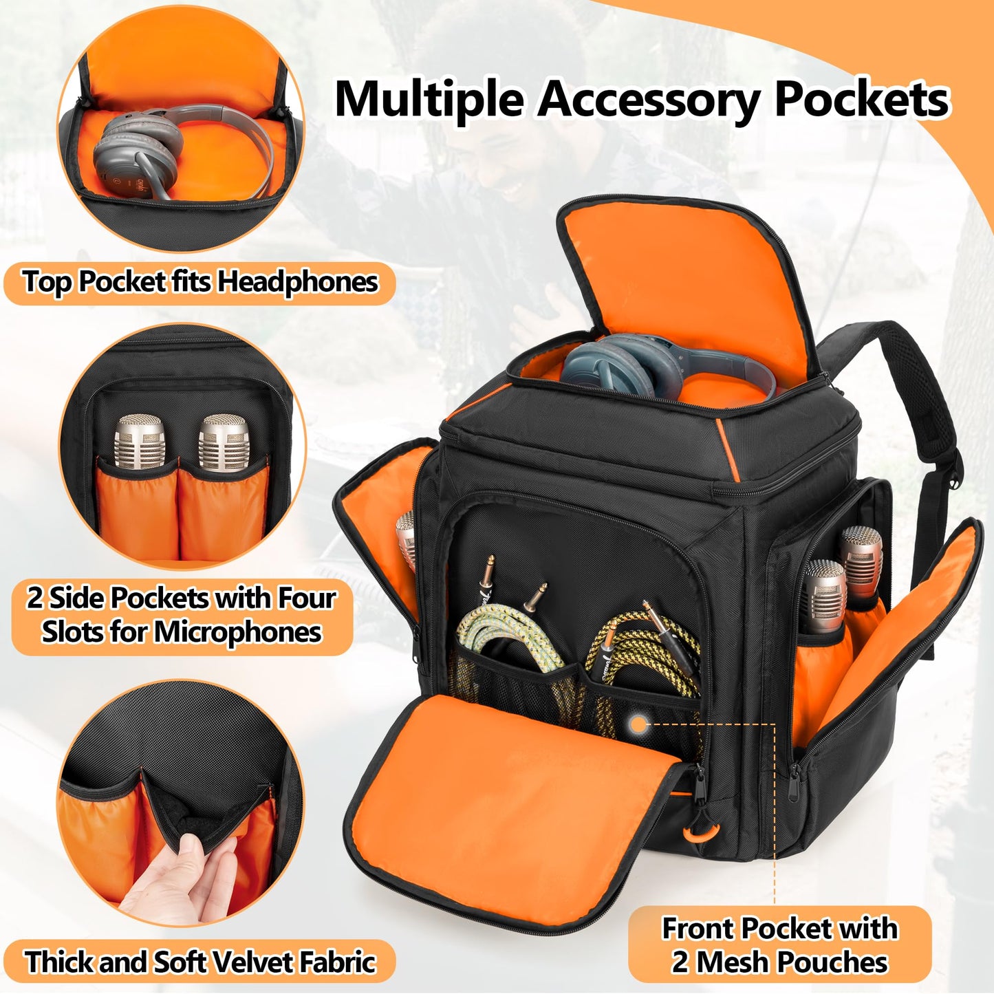 CURMIO Travel Carrying Case Backpack Compatible with Bose S1 Pro/ S1 Pro+ Portable Bluetooth Speaker, Bluetooth Speaker Bag with Shoulder Straps for Microphone, Charger, Cable (Patent Pending)