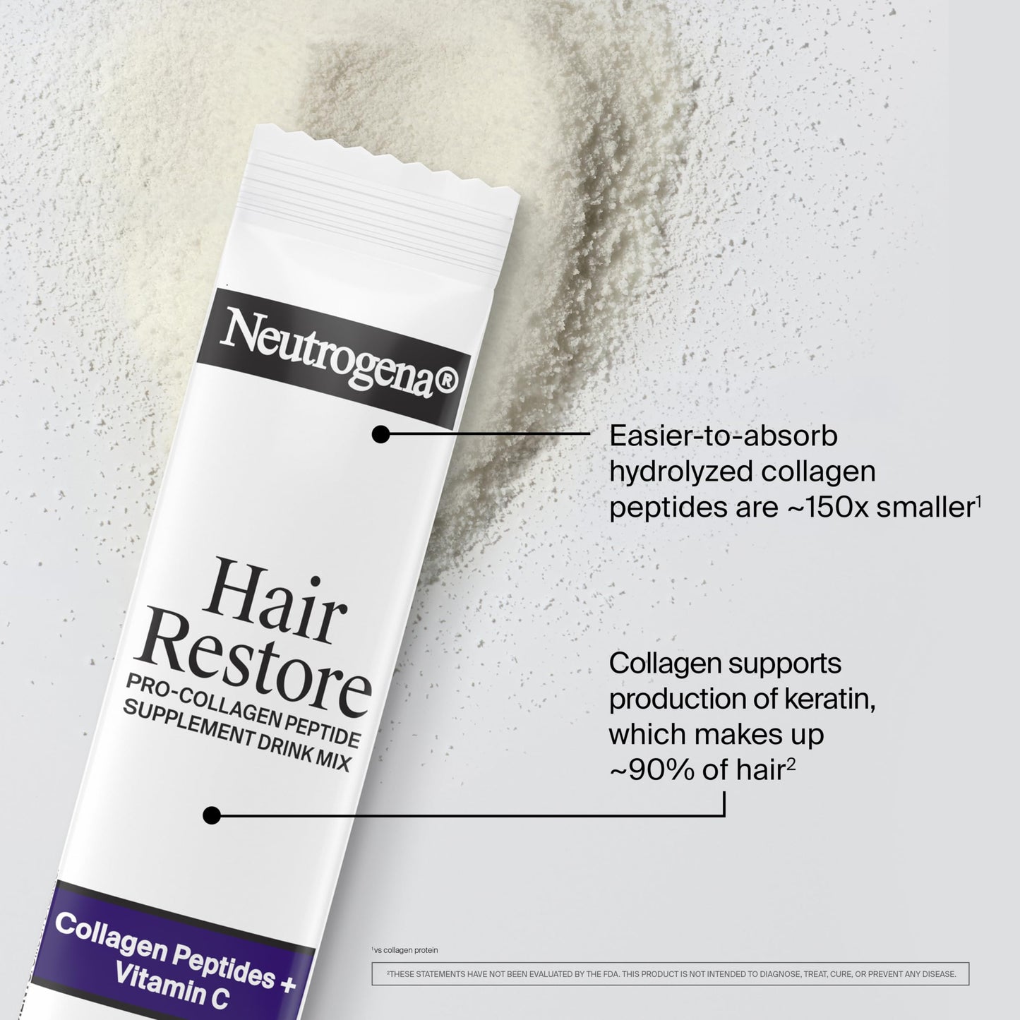 Neutrogena Hair Restore Pro Collagen Peptide Supplement Powder, 20 ct