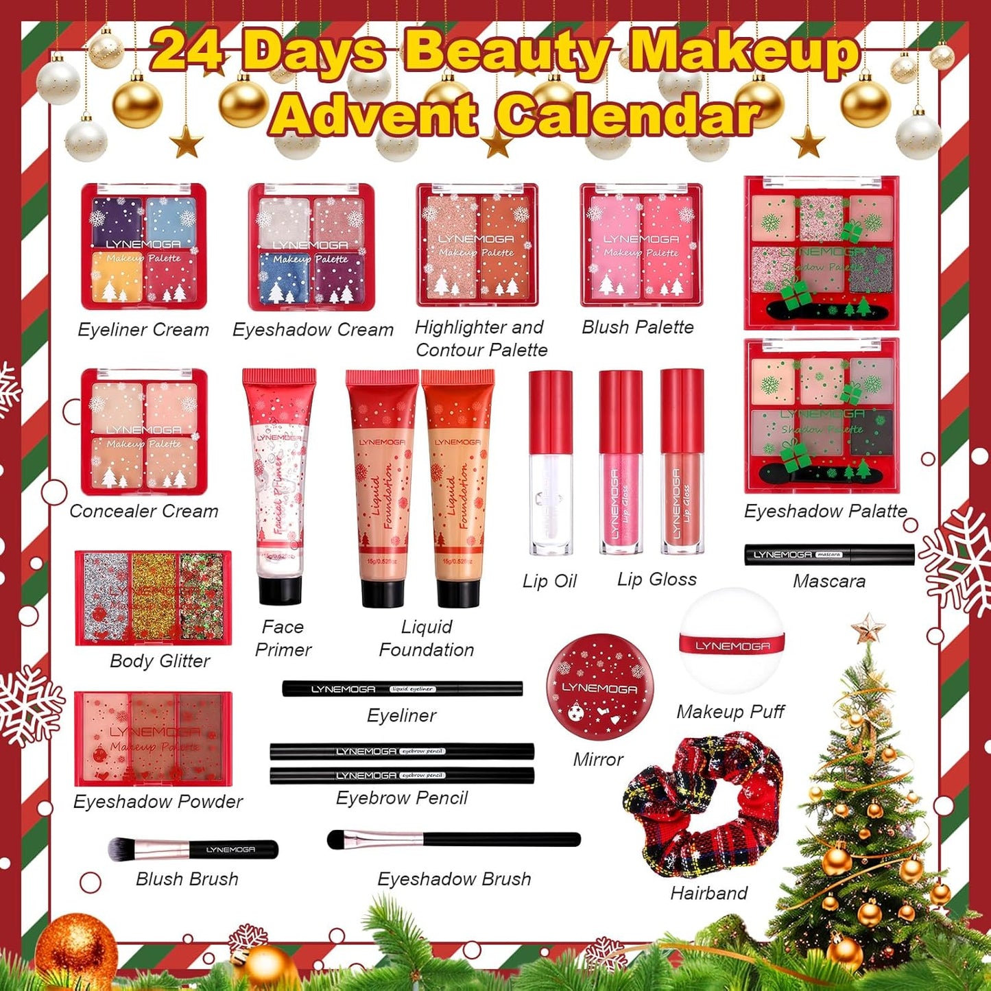 Makeup Advent Calendar 2025 - 24 Days of Beauty Sets for Women & Teens | Holiday Surprise Kits