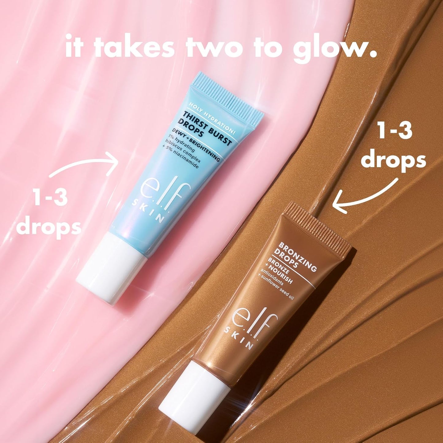 e.l.f. SKIN Holy Hydration Drops Duo - Thirst Burst & Bronzing Skincare Set for Dewy, Sun-Kissed Glow | Vegan & Cruelty-Free