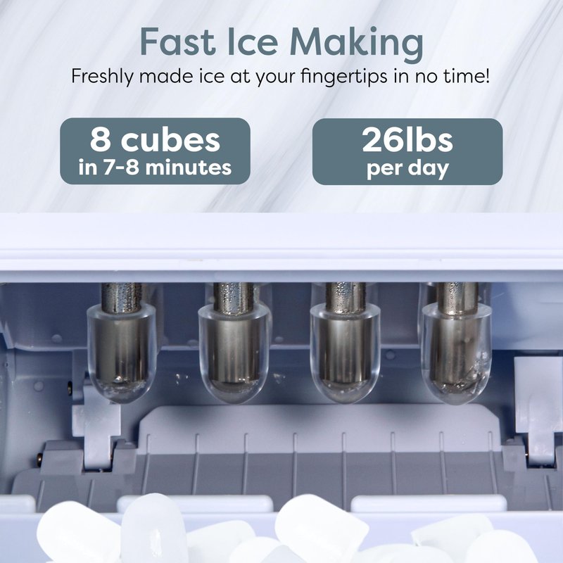 Igloo Portable Ice Maker with Scoop & Basket- Ice Maker with LED Control Panel & 1.5 Quart Water Tank-Ice Cube Maker Produces 26 Lbs. of Ice in 24 Hours With 8 Large or Small Cubes In 7 Minutes- Black
