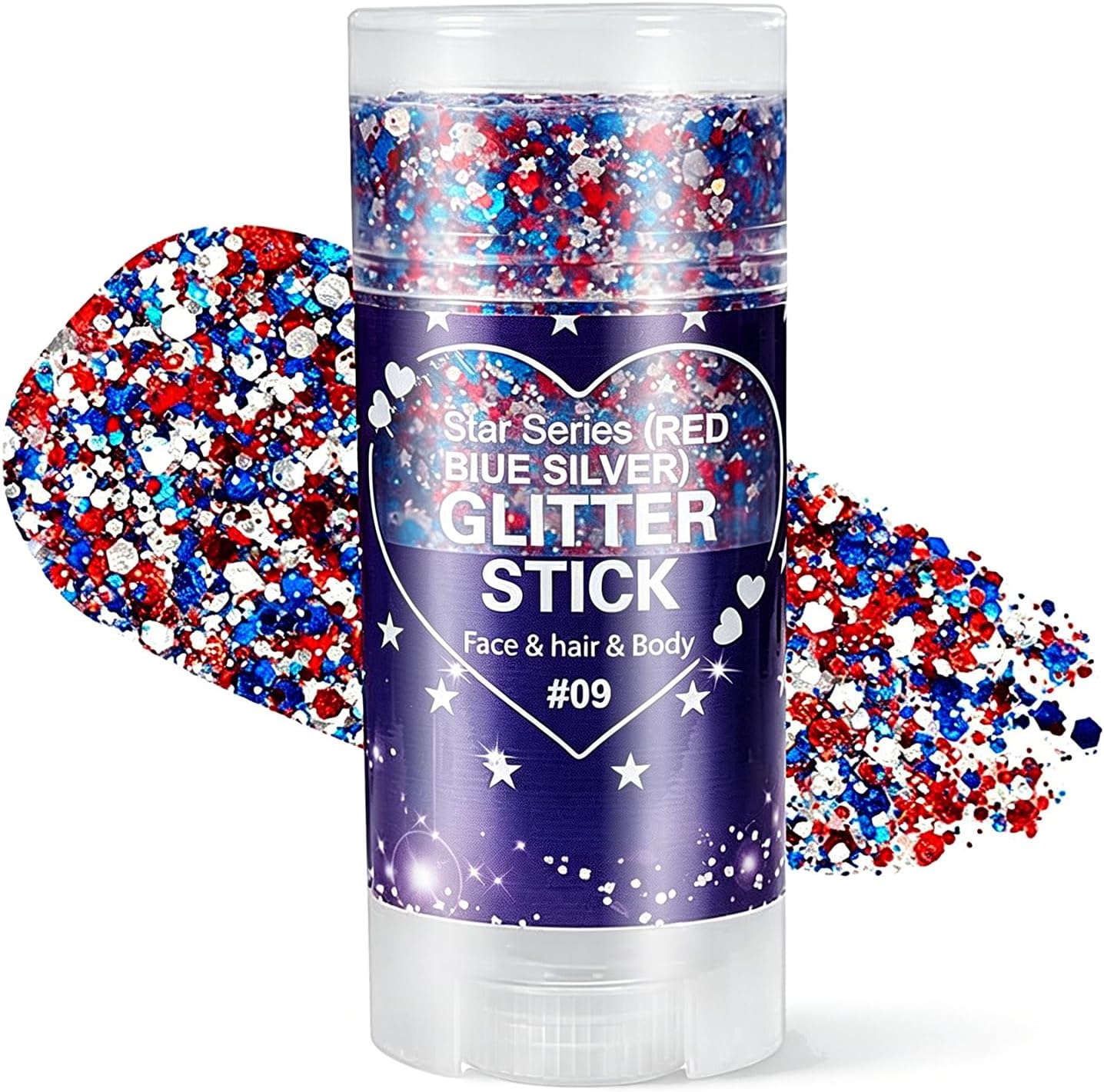 Body Glitter Stick - 4th of July & Mardi Gras Sparkling Face & Hair Glitter | Chunky Mermaid Sequins for Festivals