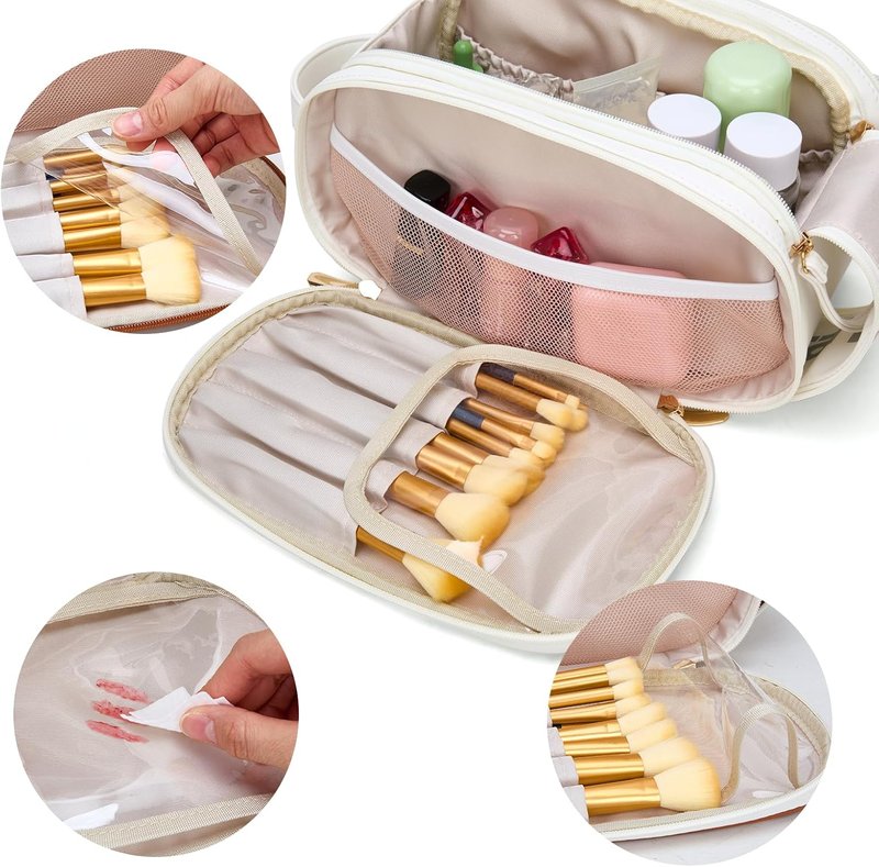 Large Makeup Bag - Portable Travel Toiletry Organizer with Divider & Handle for Women | Aztec Design