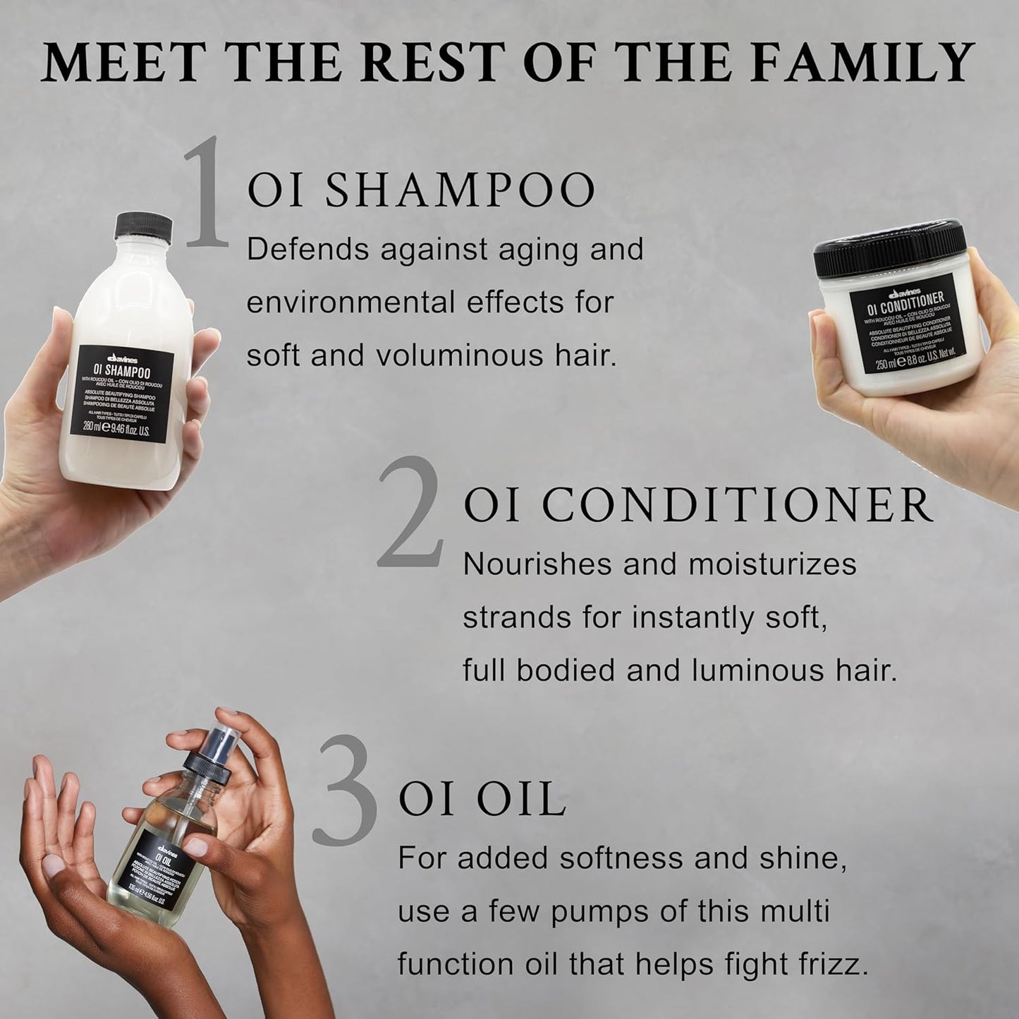 Davines OI Shampoo - Milky-Smooth Hydrating Cleanser for All Hair Types | Antioxidant-Rich Roucou Oil for Shine & Softness