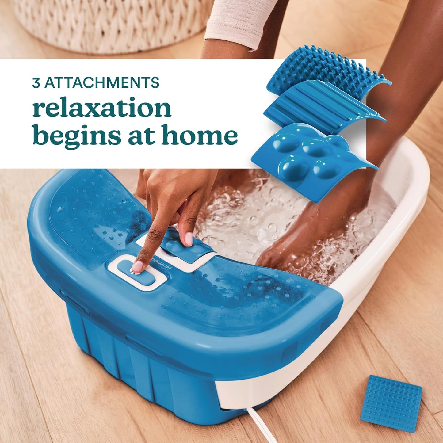 HoMedics Bubble Bliss Deluxe Foot Spa - Heat & Massaging Arch, 3 Acupressure Attachments | Soothes Tired Muscles