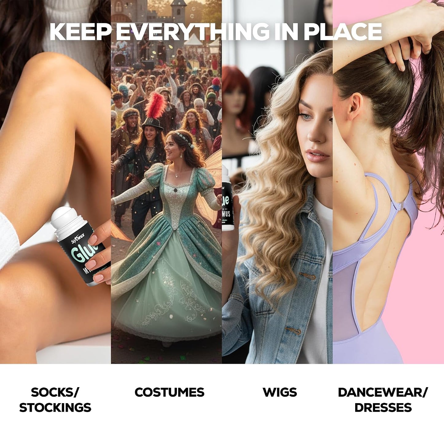 Glue-teus Maximus Roll-On Body Adhesive - Hypoallergenic, Sweat-Resistant Solution for Dancers & Costumes | Perfect for Leotards & Pageants