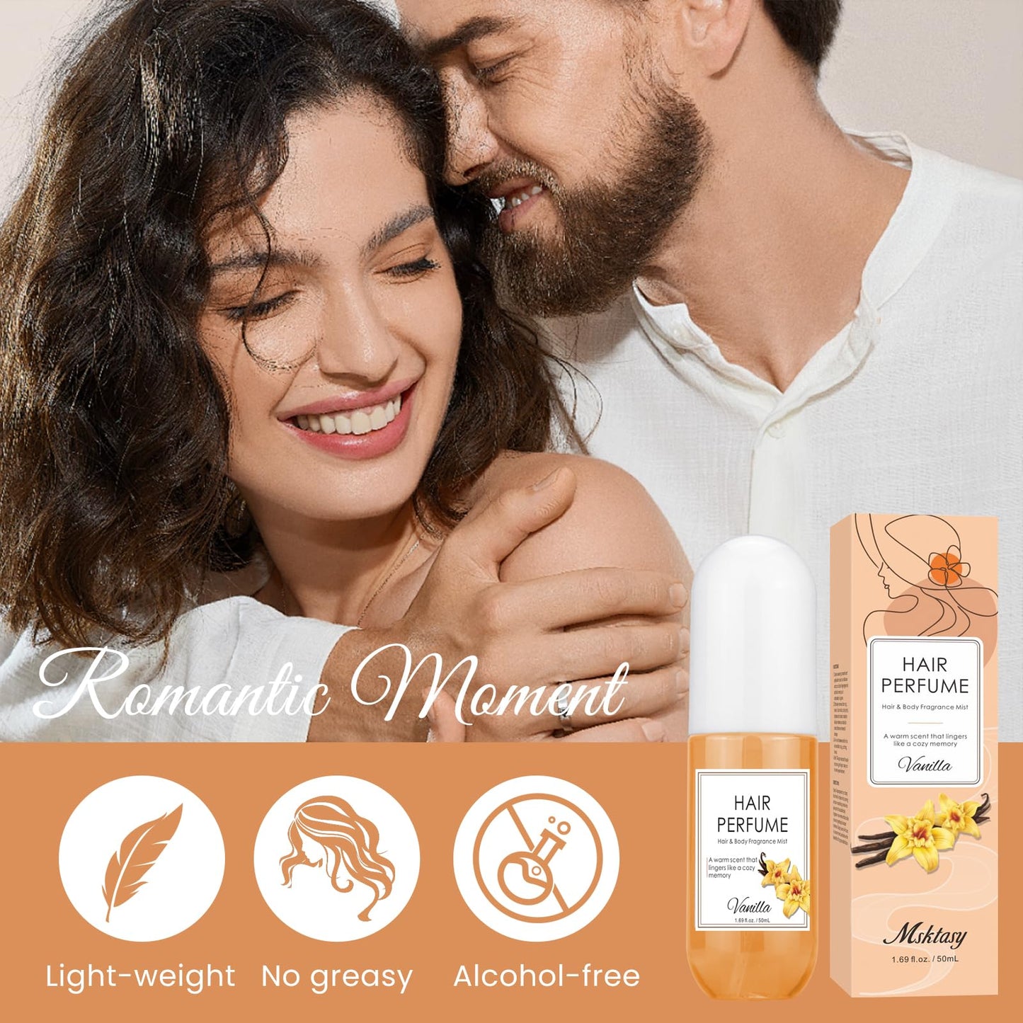 Hair Perfume for Women, Long Lasting Fragrance Hair & Body Perfume Mist, Vanilla Pheromone Spray for Hydrating Shine & Frizz Control, Parfum Oil for Odors Remove, Ideal Gift for Girls, 1.69 Fl Oz