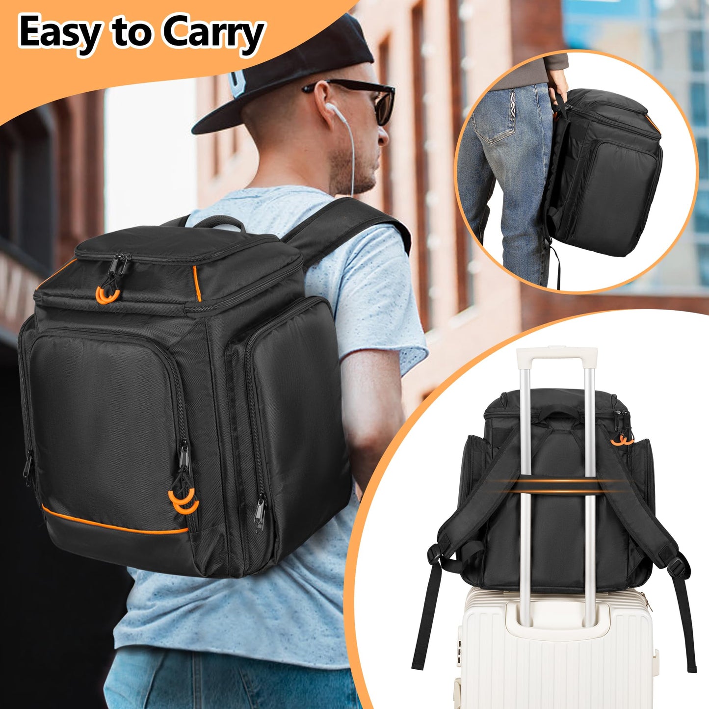 CURMIO Travel Carrying Case Backpack Compatible with Bose S1 Pro/ S1 Pro+ Portable Bluetooth Speaker, Bluetooth Speaker Bag with Shoulder Straps for Microphone, Charger, Cable (Patent Pending)