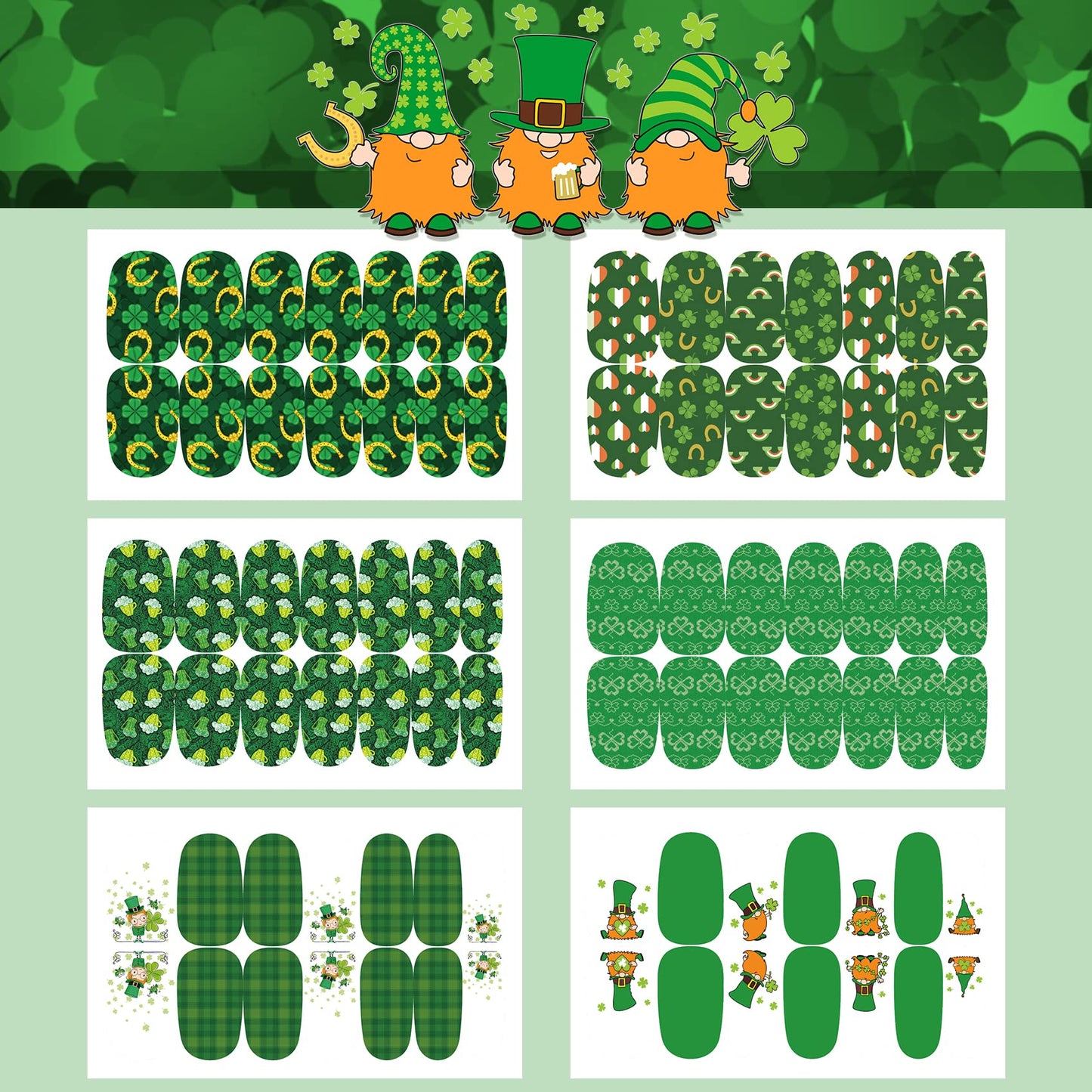 TailaiMei 12 Sheets Nail Wraps Stickers Nail Polish Strips Self-Adhesive Full Wraps 36