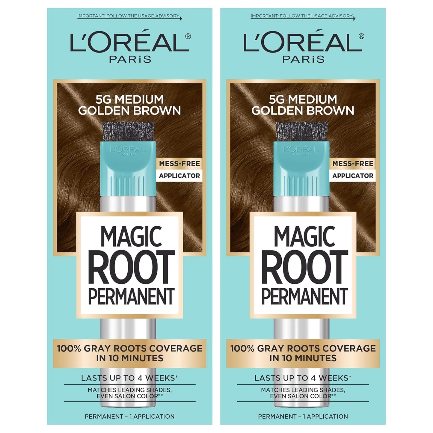 L'Oreal Paris Magic Root Hair Color Kit - 100% Gray Coverage in 10 Minutes | Dark Brown (2 Count)