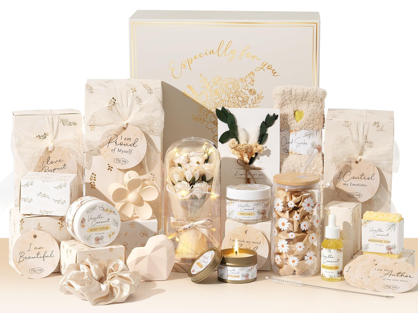 Qinline SPA Gifts for Women & Teen Girl – 10 PCS Graduation Birthday Gift Basket, Luxury Self Care Home Bath Set for Relaxing, Get Well Soon Care Package & Pampering Gifts for Her Friend Daughter Mom
