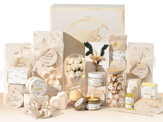 Qinline SPA Gifts for Women & Teen Girl – 10 PCS Graduation Birthday Gift Basket, Luxury Self Care Home Bath Set for Relaxing, Get Well Soon Care Package & Pampering Gifts for Her Friend Daughter Mom