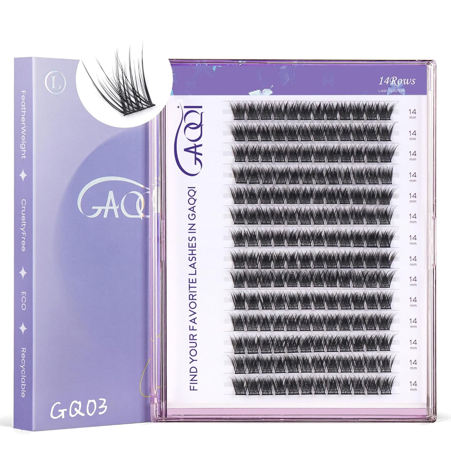 GAQQI Lash Clusters - Wispy Volume Eyelash Extensions, 110 Multilayered 3D Lashes, 10-14mm Lengths