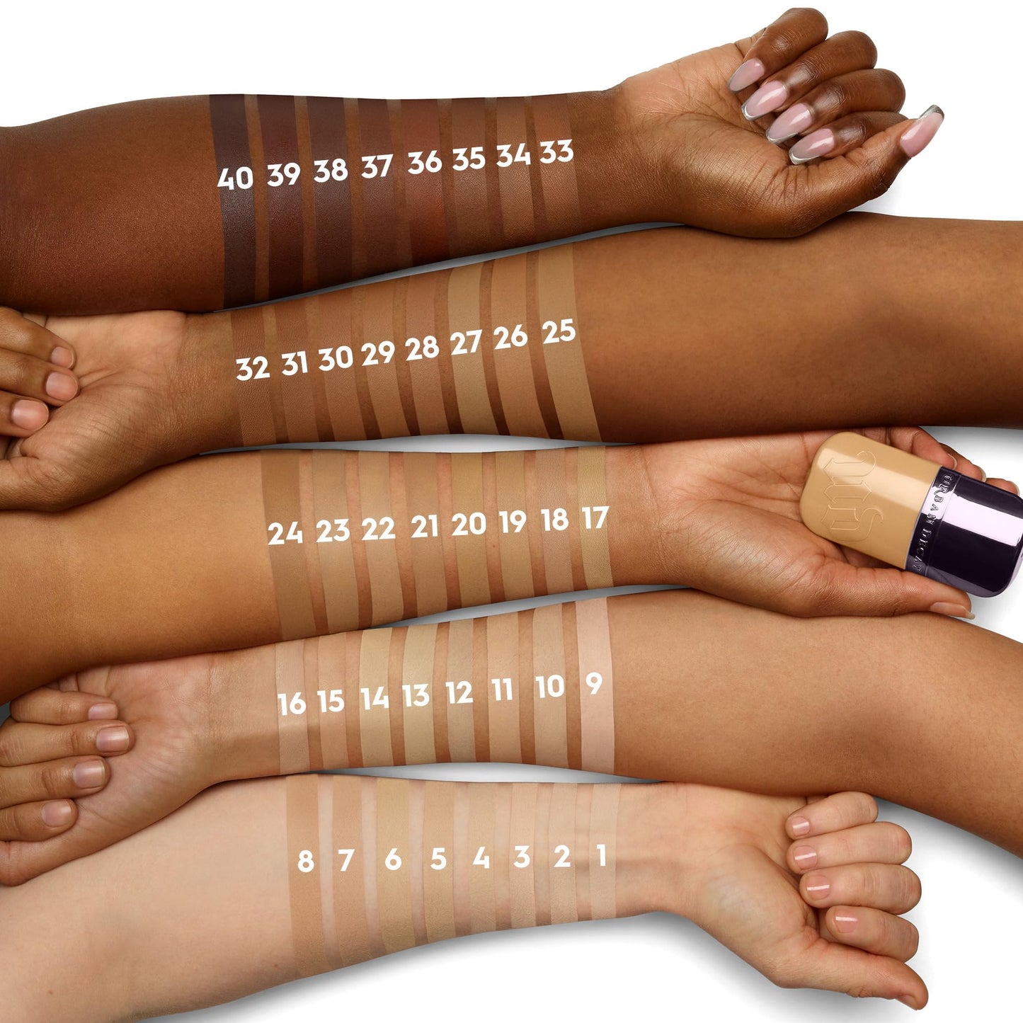 Urban Decay Face Bond Self-Setting Waterproof Foundation, Medium Coverage, Natural Matte Finish, 3% Niacinamide Serum Improves Skin Texture Feel, Transfer-Resistant, Sweat-Proof, Blurs Skin - Shade 10
