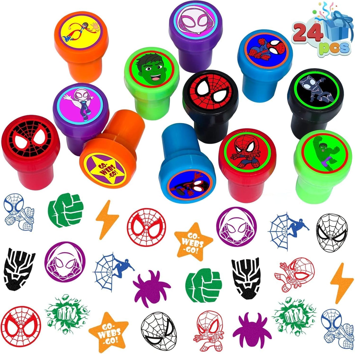 Spide Stampers - 24 Pcs Birthday Party Supplies | Fun Goody Bag Fillers & Party Favors