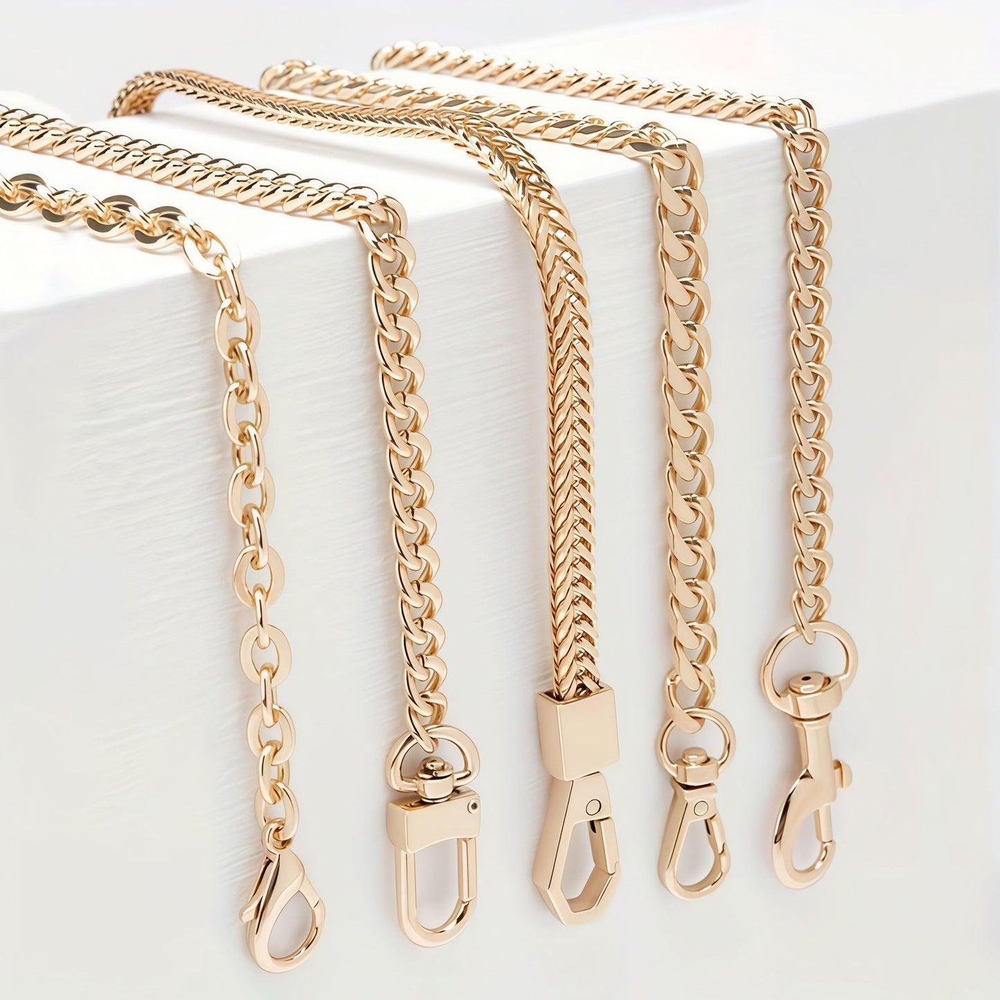 A Golden Wallet Chain Replacement, Women's Bag Extension Accessory, for Handbags, Crossbody & Waist Bags, Stylish DIY Chain, Golden, 4