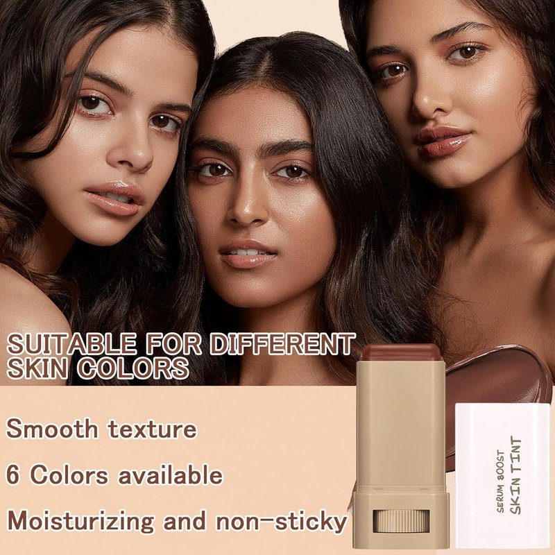 Tinted Moisturizer Stick Serum - Multiuse Solid Foundation & Contour Balm | Natural Makeup for Flawless Skin