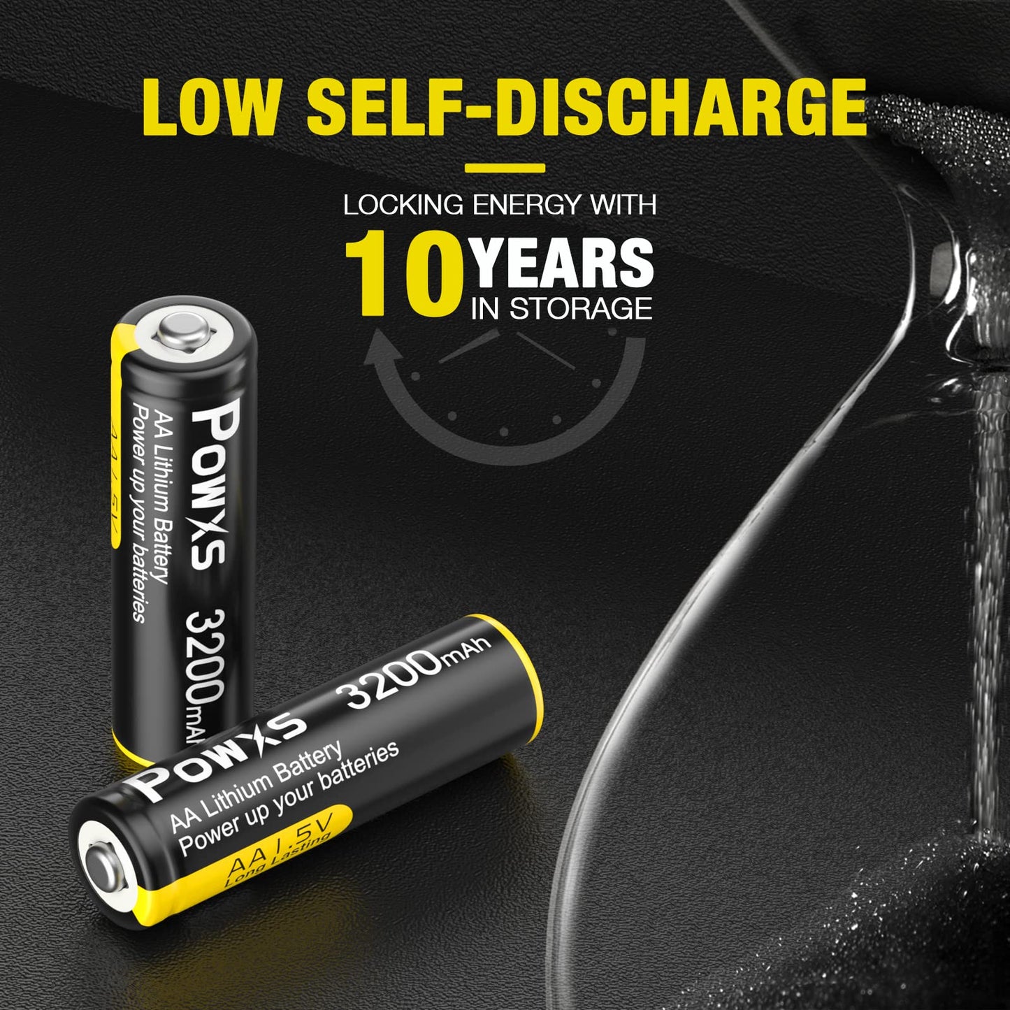 POWXS AA Lithium Batteries, 12 Pack 1.5V Lithium Iron AA Batteries 3200mAh Super Capacity for Blink Camera, Video Doorbell, Flashlight, Toys, Remote Control 【Non-Rechargeable】