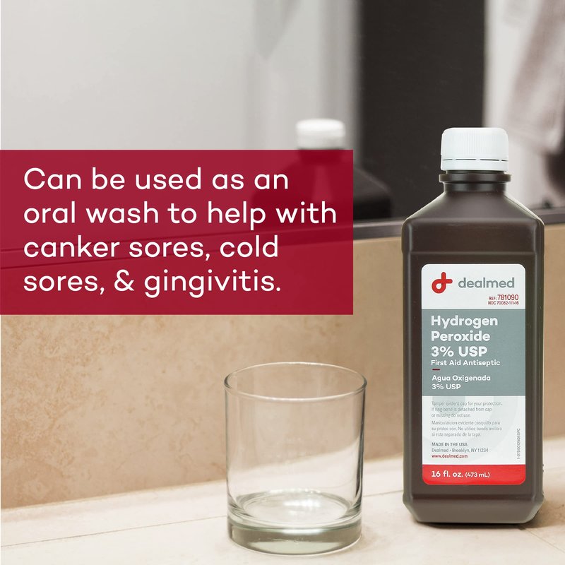 Dealmed Hydrogen Peroxide 3% USP | Made in USA | First Aid Antiseptic | 16 fl. oz. (1)