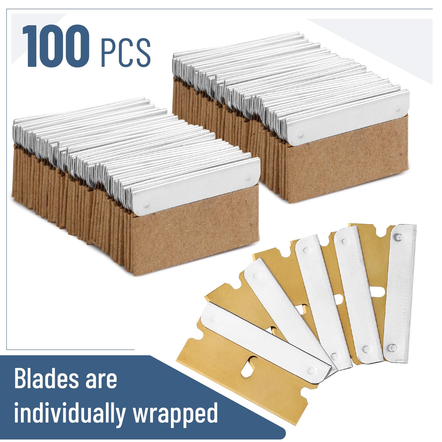 Bates- Single Edge Razor Blades, 100 Pack, Gold, Carbon Steel Razor Blades Single Edge Blades