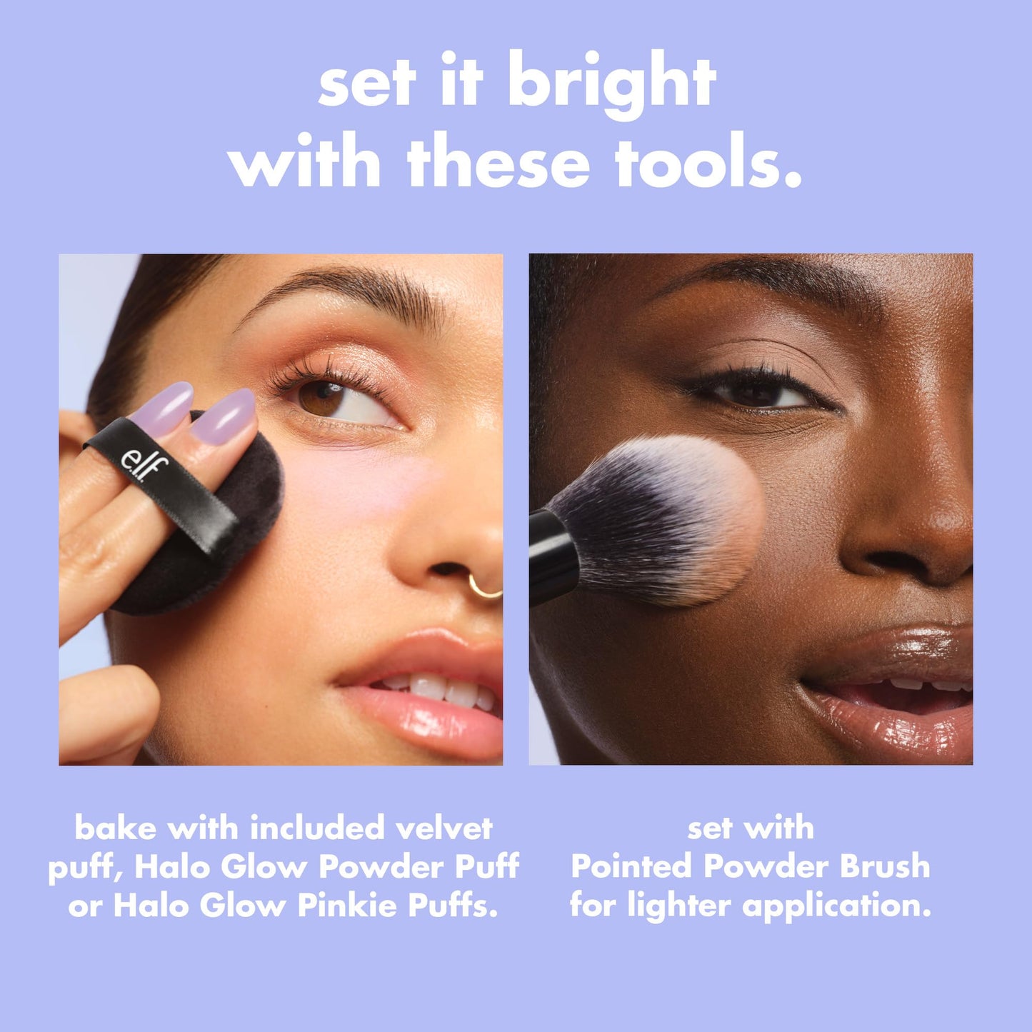 e.l.f. Set it Bright Powder Quad, Brightening Loose Setting Powder, Bakes, Blurs & Sets for Soft-Matte Radiance, Velvet Puff Included, Vegan & Cruelty-Free, Medium-Tan