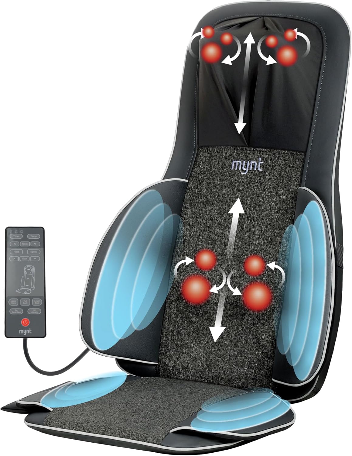 Shiatsu Neck and Back Massager - FSA Eligible HSA Approved, 10 Deep Kneading Nodes, 2D & 3D Adjustable with Heat | Portable Massage Chair Pad
