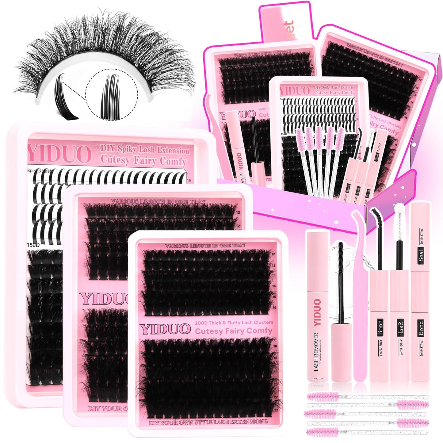Lash Clusters Kit - 770 Pcs Faux Mink Volume Extensions | 5 Styles for DIY Home Use