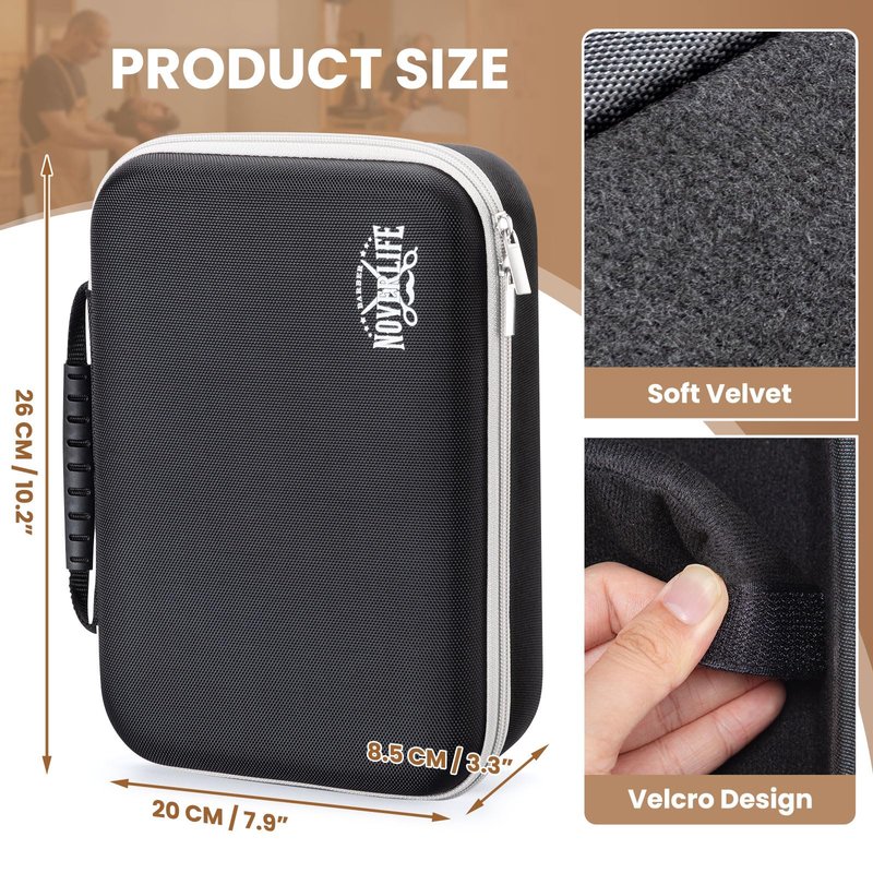 Noverlife Large Hard Clipper Case for Barbers, Portable Hair Cutting Barber Supplies Organizer Bag, Mens Trimmers Box, Hair Salon Carrying Bag for Men Razor Guard Grooming Kits Storage